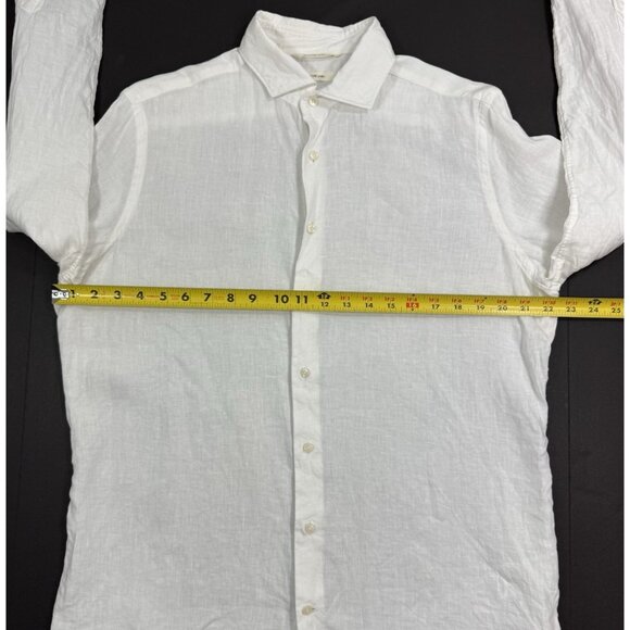 SuitSupply Mens Shirt Pure Linen Leggiuno Sz 16/16.5 41/42 Slim Fit Long Sleeve - Picture 11 of 12